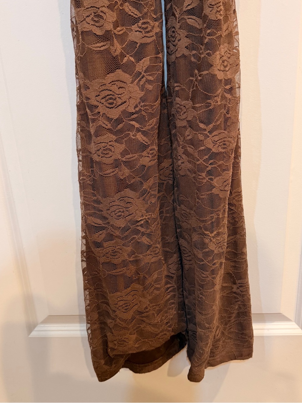 Outcast Sawyer Mocha Jumpsuit Brown Lace Halter with Plunge Neck - Picture 6 of 7